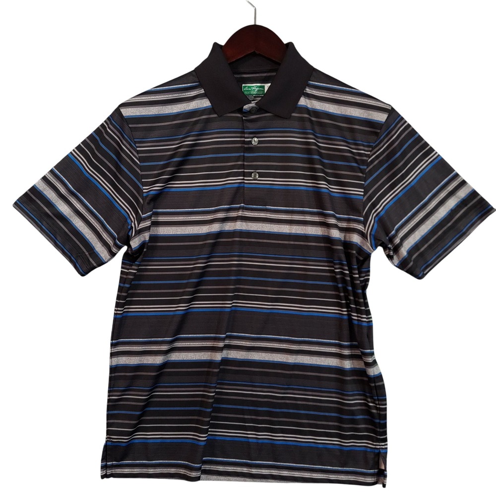 Ben Hogan Polo Shirt Men Small Black Striped Performance Golf BGKM7009 NEW